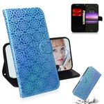 For Sony Xperia 1 Solid Color Colorful Magnetic Buckle Horizontal Flip PU Leather Case with Holder & Card Slots & Wallet & Lanyard(Blue)