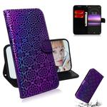 For Sony Xperia 1 Solid Color Colorful Magnetic Buckle Horizontal Flip PU Leather Case with Holder & Card Slots & Wallet & Lanyard(Purple)