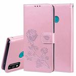 For Huawei Honor 9X Lite Rose Embossed Horizontal Flip PU Leather Case with Holder & Card Slots & Wallet(Rose Gold)