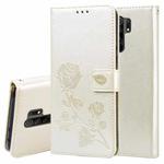 For Xiaomi Redmi 9 Rose Embossed Horizontal Flip PU Leather Case with Holder & Card Slots & Wallet(Gold)