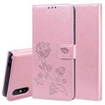 For Xiaomi Redmi 9A Rose Embossed Horizontal Flip PU Leather Case with Holder & Card Slots & Wallet(Rose Gold)