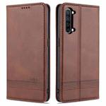 For OPPO K7 / Reno3 5G AZNS Magnetic Calf Texture Horizontal Flip Leather Case with Card Slots & Holder & Wallet(Dark Brown)