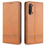 For OPPO K7 / Reno3 5G AZNS Magnetic Calf Texture Horizontal Flip Leather Case with Card Slots & Holder & Wallet(Light Brown)