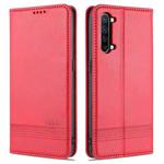 For OPPO K7 / Reno3 5G AZNS Magnetic Calf Texture Horizontal Flip Leather Case with Card Slots & Holder & Wallet(Red)