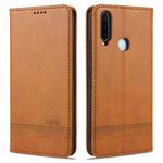 For vivo Y3s / Y17 AZNS Magnetic Calf Texture Horizontal Flip Leather Case with Card Slots & Holder & Wallet(Light Brown)