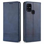 For Samsung Galaxy M31 AZNS Magnetic Calf Texture Horizontal Flip Leather Case with Card Slots & Holder & Wallet(Dark Blue)