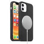 For iPhone 12 mini Magnetic Liquid Silicone Full Coverage Shockproof Magsafe Case with Magsafe Charging Magnet (Black)