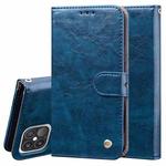 For iPhone 12 Pro Max Business Style Oil Wax Texture Horizontal Flip Leather Case with Holder & Card Slots & Wallet(Blue)