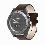 T4M 0.49 inch OLED Screen 30m Waterproof Smart Quartz Watch, Support Sleep Monitor / Heart Rate Monitor / Blood Pressure Monitor, Style: Leather Strap(Brown)