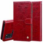 For Samsung Galaxy A21s Business Style Oil Wax Texture Horizontal Flip Leather Case, with Holder & Card Slots & Wallet(Red)