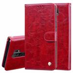 For Xiaomi Redmi 9 Business Style Oil Wax Texture Horizontal Flip Leather Case, with Holder & Card Slots & Wallet(Red)