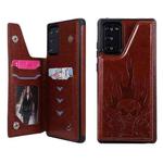 For Samsung Galaxy Note20 Skull Head Embossing Pattern Shockproof Protective Case with Holder & Card Slots & Wallet(Brown)