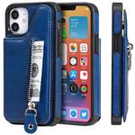 For iPhone 12 mini Solid Color Double Buckle Zipper Shockproof Protective Case (Blue)