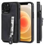 For iPhone 12 / 12 Pro Solid Color Double Buckle Zipper Shockproof Protective Case(Black)