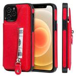 For iPhone 12 / 12 Pro Solid Color Double Buckle Zipper Shockproof Protective Case(Red)