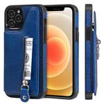 For iPhone 12 / 12 Pro Solid Color Double Buckle Zipper Shockproof Protective Case(Blue)