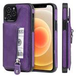 For iPhone 12 / 12 Pro Solid Color Double Buckle Zipper Shockproof Protective Case(Purple)