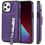 For iPhone 12 Pro Max Solid Color Double Buckle Zipper Shockproof Protective Case(Purple)