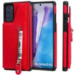 Solid Color Double Buckle Zipper Shockproof Protective Case For Samsung Galaxy Note20(Red)