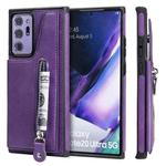 Solid Color Double Buckle Zipper Shockproof Protective Case For Samsung Galaxy Note20 Ultra(Purple)