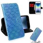 For iPhone 7 / 8 Solid Color Colorful Magnetic Buckle Horizontal Flip PU Leather Case with Holder & Card Slots & Wallet & Lanyard(Blue)
