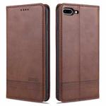 AZNS Magnetic Calf Texture Horizontal Flip Leather Case with Card Slots & Holder & Wallet For iPhone 8 Plus/7 Plus(Dark Brown)