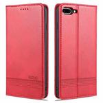 AZNS Magnetic Calf Texture Horizontal Flip Leather Case with Card Slots & Holder & Wallet For iPhone 8 Plus/7 Plus(Red)