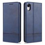 For iPhone XR AZNS Magnetic Calf Texture Horizontal Flip Leather Case with Card Slots & Holder & Wallet(Dark Blue)