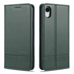 For iPhone XR AZNS Magnetic Calf Texture Horizontal Flip Leather Case with Card Slots & Holder & Wallet(Dark Green)