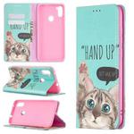 For Samsung Galaxy A11 Colored Drawing Pattern Invisible Magnetic Horizontal Flip PU Leather Case with Holder & Card Slots & Wallet(Cat)