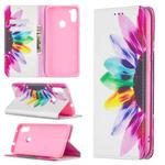 For Samsung Galaxy A11 Colored Drawing Pattern Invisible Magnetic Horizontal Flip PU Leather Case with Holder & Card Slots & Wallet(Sun Flower)