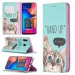 For Samsung Galaxy A30 Colored Drawing Pattern Invisible Magnetic Horizontal Flip PU Leather Case with Holder & Card Slots & Wallet(Cat)