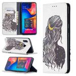 For Samsung Galaxy A30 Colored Drawing Pattern Invisible Magnetic Horizontal Flip PU Leather Case with Holder & Card Slots & Wallet(Girl)