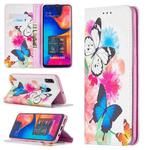 For Samsung Galaxy A30 Colored Drawing Pattern Invisible Magnetic Horizontal Flip PU Leather Case with Holder & Card Slots & Wallet(Two Butterflies)
