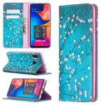 For Samsung Galaxy A30 Colored Drawing Pattern Invisible Magnetic Horizontal Flip PU Leather Case with Holder & Card Slots & Wallet(Plum Blossom)