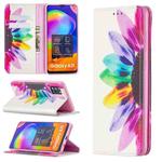 For Samsung Galaxy A31 Colored Drawing Pattern Invisible Magnetic Horizontal Flip PU Leather Case with Holder & Card Slots & Wallet(Sun Flower)