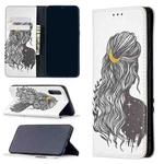 For Samsung Galaxy A50 Colored Drawing Pattern Invisible Magnetic Horizontal Flip PU Leather Case with Holder & Card Slots & Wallet(Girl)