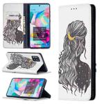 For Samsung Galaxy A71 Colored Drawing Pattern Invisible Magnetic Horizontal Flip PU Leather Case with Holder & Card Slots & Wallet(Girl)