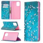 For Samsung Galaxy A91 Colored Drawing Pattern Invisible Magnetic Horizontal Flip PU Leather Case with Holder & Card Slots & Wallet(Plum Blossom)