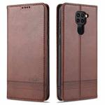 For Xiaomi Redmi Note 9 / 10X AZNS Magnetic Calf Texture Horizontal Flip Leather Case with Card Slots & Holder & Wallet(Dark Brown)