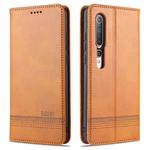 For Xiaomi Mi 10 5G / 10 Pro 5G AZNS Magnetic Calf Texture Horizontal Flip Leather Case with Card Slots & Holder & Wallet(Light Brown)