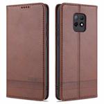 For Xiaomi Redmi 10X 5G AZNS Magnetic Calf Texture Horizontal Flip Leather Case with Card Slots & Holder & Wallet(Dark Brown)
