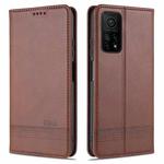 For Xiaomi Mi 10T / 10T Pro / Redmi K30s AZNS Magnetic Calf Texture Horizontal Flip Leather Case with Card Slots & Holder & Wallet(Dark Brown)