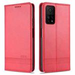 For Xiaomi Mi 10T / 10T Pro / Redmi K30s AZNS Magnetic Calf Texture Horizontal Flip Leather Case with Card Slots & Holder & Wallet(Red)