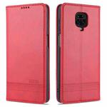 For Xiaomi Redmi Note 9 Pro / Note 9s AZNS Magnetic Calf Texture Horizontal Flip Leather Case with Card Slots & Holder & Wallet(Red)