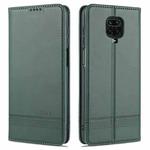 For Xiaomi Redmi Note 9 Pro / Note 9s AZNS Magnetic Calf Texture Horizontal Flip Leather Case with Card Slots & Holder & Wallet(Drak Green)