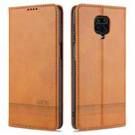 For Xiaomi Redmi Note 9 Pro / Note 9s AZNS Magnetic Calf Texture Horizontal Flip Leather Case with Card Slots & Holder & Wallet(Light Brown)