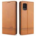 For Xiaomi Mi 10 Lite AZNS Magnetic Calf Texture Horizontal Flip Leather Case with Card Slots & Holder & Wallet(Light Brown)