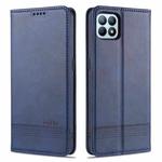 For OPPO Reno4 SE AZNS Magnetic Calf Texture Horizontal Flip Leather Case with Card Slots & Holder & Wallet(Dark Blue)