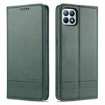 For OPPO Reno4 SE AZNS Magnetic Calf Texture Horizontal Flip Leather Case with Card Slots & Holder & Wallet(Drak Green)